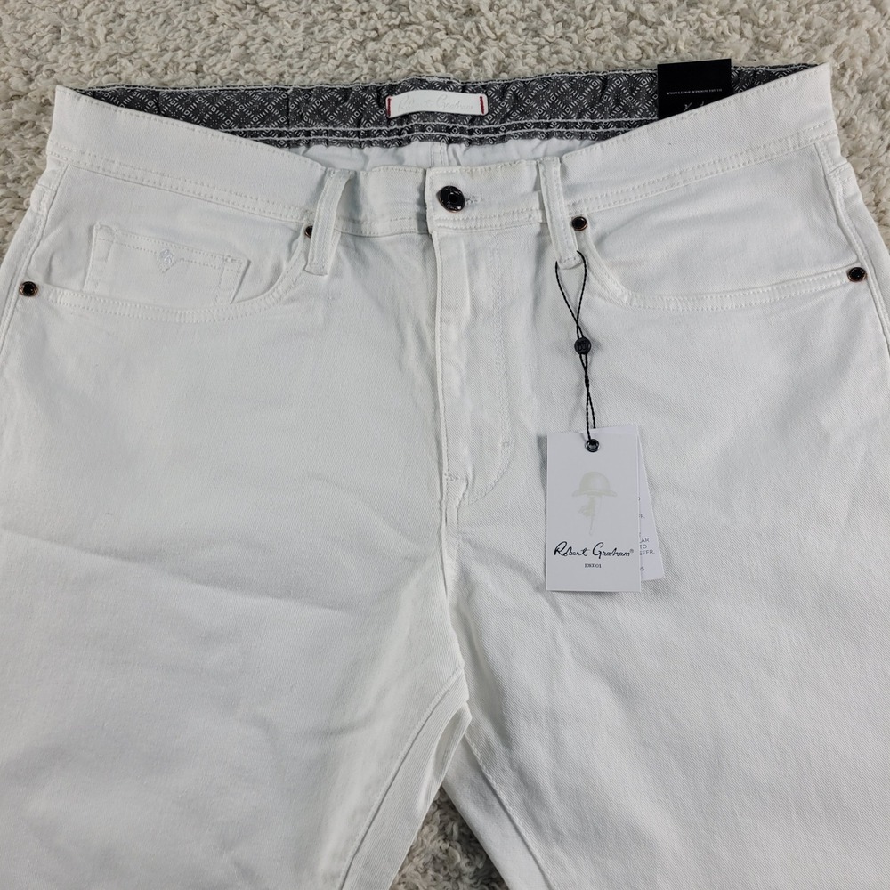 Robert Graham Perfect Fit Jeans Men's 36x33.5 White Straight Leg Trousers NEW - Picture 10 of 14